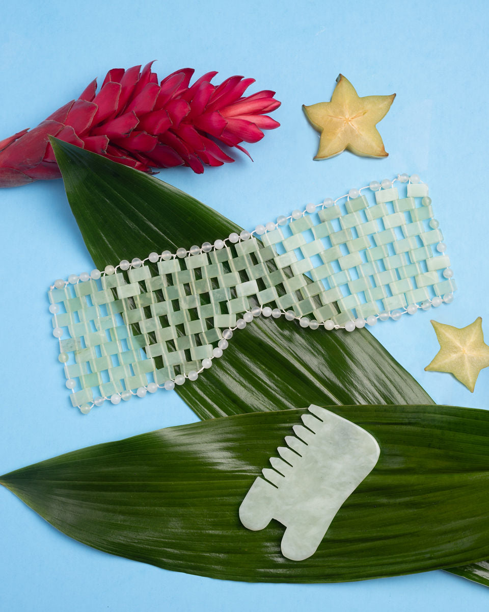 ISLAND JADE Gemstone Gua Sha + Massaging Comb