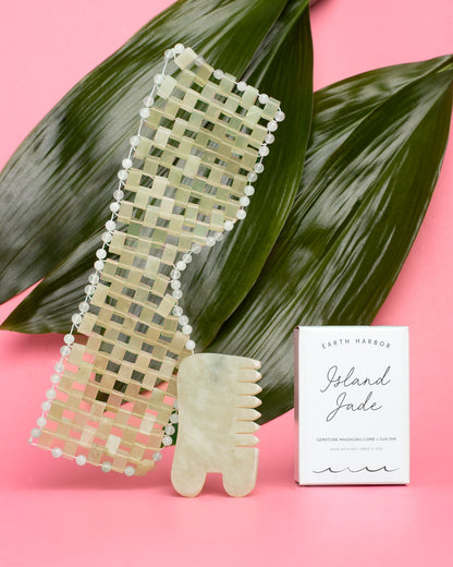 ISLAND JADE Gemstone Gua Sha + Massaging Comb